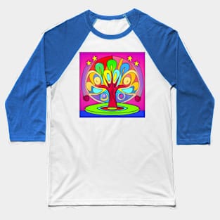 Vibrant 70s Style World Tree of Life (MD23ERD006) Baseball T-Shirt